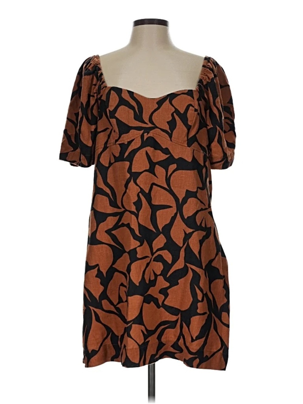 Square Neck Short Sleeve Mini Dress with graphic print